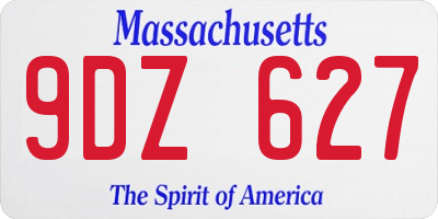 MA license plate 9DZ627