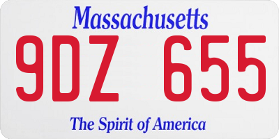 MA license plate 9DZ655