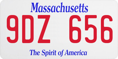 MA license plate 9DZ656