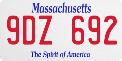 MA license plate 9DZ692