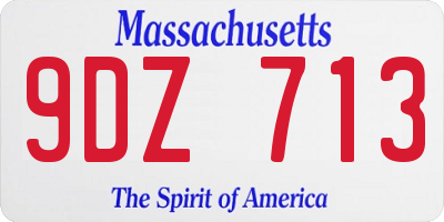 MA license plate 9DZ713