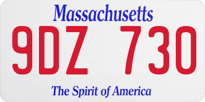 MA license plate 9DZ730