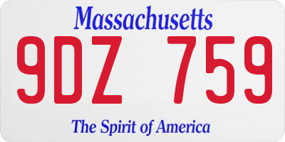 MA license plate 9DZ759