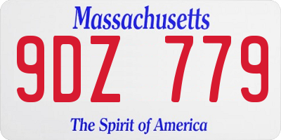 MA license plate 9DZ779
