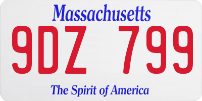 MA license plate 9DZ799