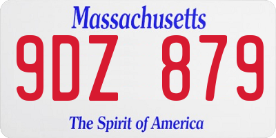MA license plate 9DZ879