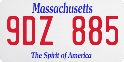 MA license plate 9DZ885