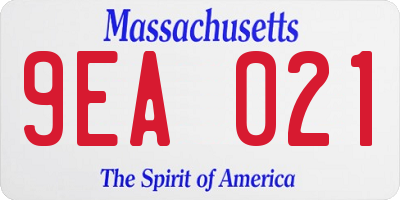 MA license plate 9EA021