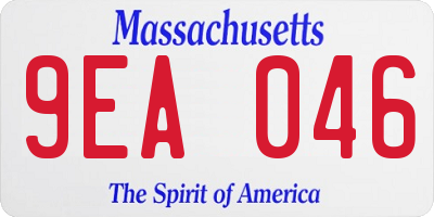 MA license plate 9EA046