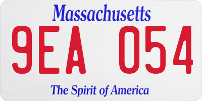 MA license plate 9EA054