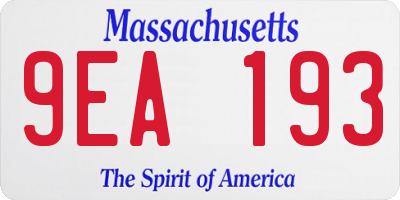 MA license plate 9EA193