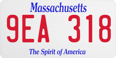 MA license plate 9EA318
