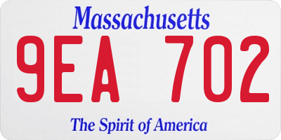 MA license plate 9EA702
