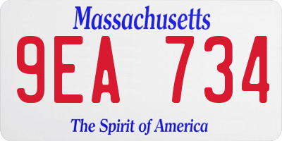 MA license plate 9EA734