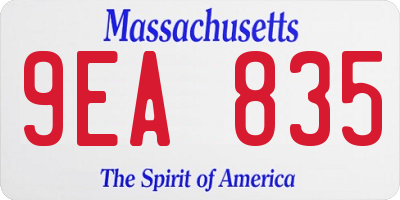 MA license plate 9EA835