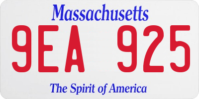 MA license plate 9EA925