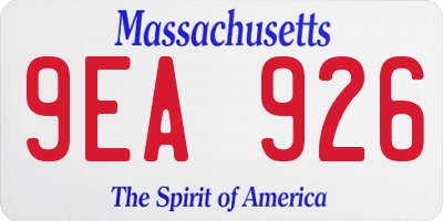 MA license plate 9EA926