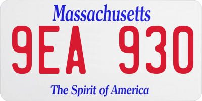 MA license plate 9EA930