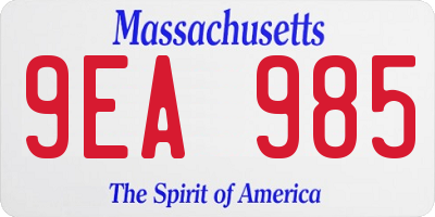 MA license plate 9EA985