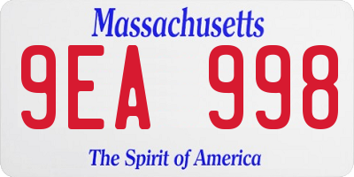 MA license plate 9EA998