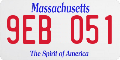 MA license plate 9EB051