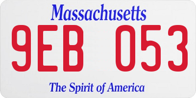 MA license plate 9EB053