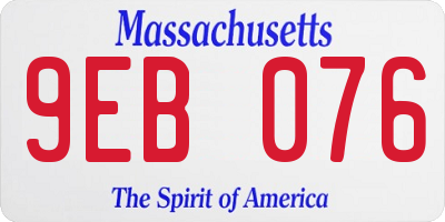 MA license plate 9EB076