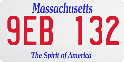 MA license plate 9EB132