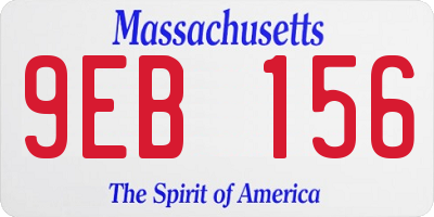 MA license plate 9EB156