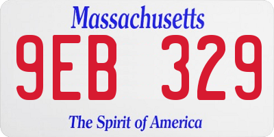 MA license plate 9EB329