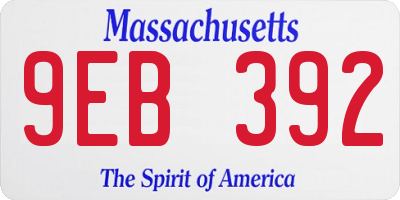 MA license plate 9EB392