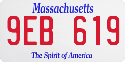 MA license plate 9EB619