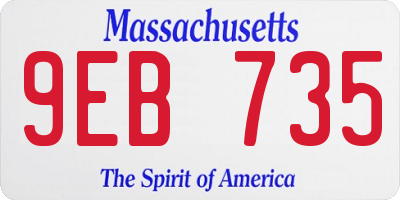 MA license plate 9EB735