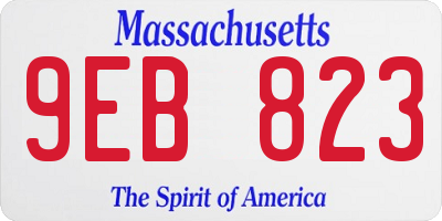 MA license plate 9EB823