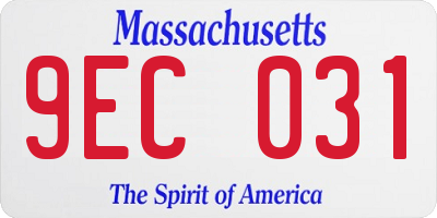 MA license plate 9EC031