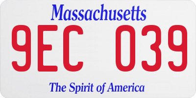 MA license plate 9EC039