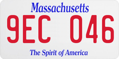 MA license plate 9EC046