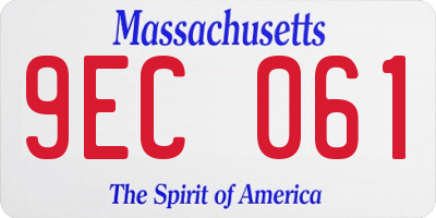 MA license plate 9EC061