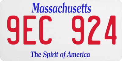 MA license plate 9EC924