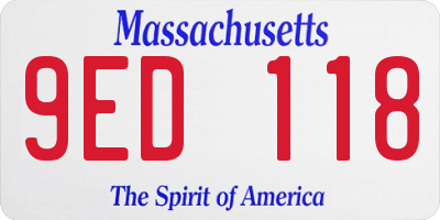 MA license plate 9ED118