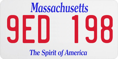 MA license plate 9ED198