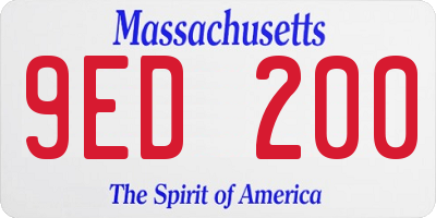 MA license plate 9ED200
