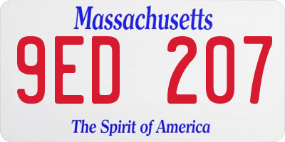 MA license plate 9ED207