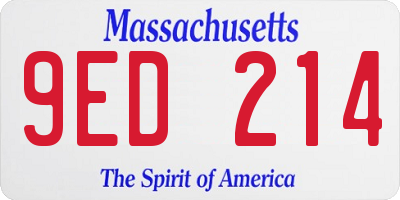 MA license plate 9ED214