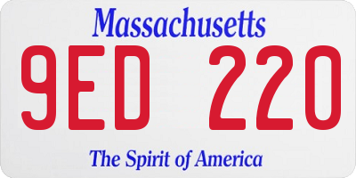 MA license plate 9ED220