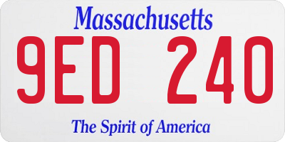 MA license plate 9ED240