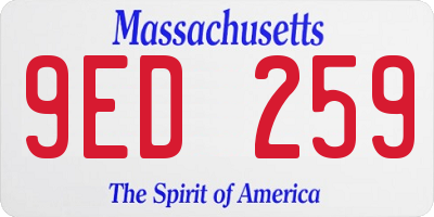 MA license plate 9ED259