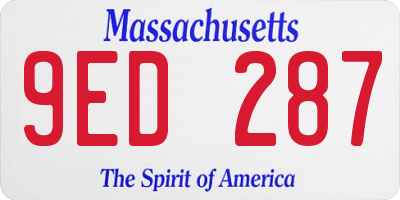 MA license plate 9ED287