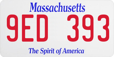 MA license plate 9ED393