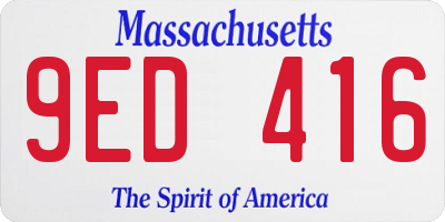 MA license plate 9ED416